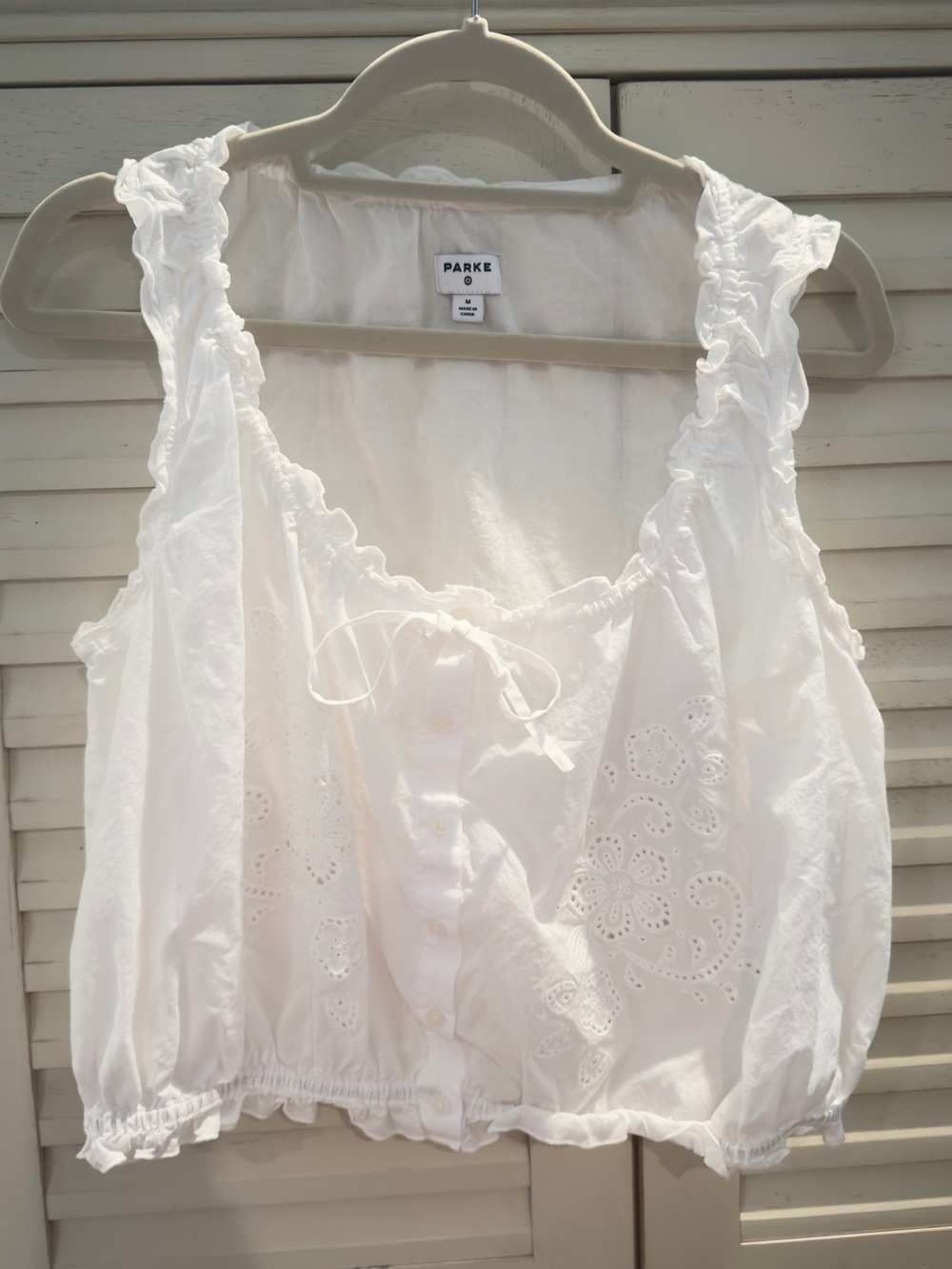 PARKE x TARGET White Eyelet Ruffle tank